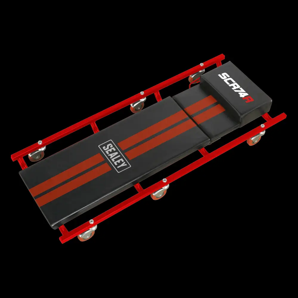 Sealey SCR74 Creeper 40" Steel Frame, 6 Wheels & Adjustable Headrest Plush American-Style