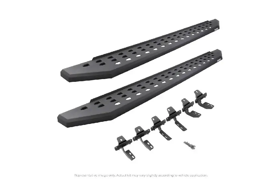 Jeep Wrangler JK 4-Door Go Rhino RB20 Running Boards w/ Mounting Brackets - Textured Onyx