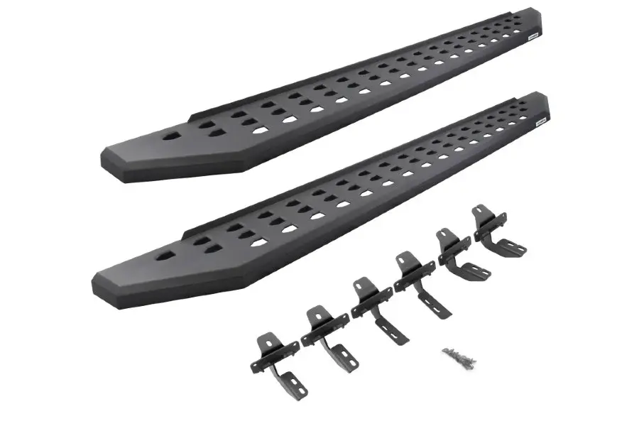 Jeep Wrangler JL 4-Door Go Rhino RB20 Running Boards w/ Mounting Brackets - Textured Ebony
