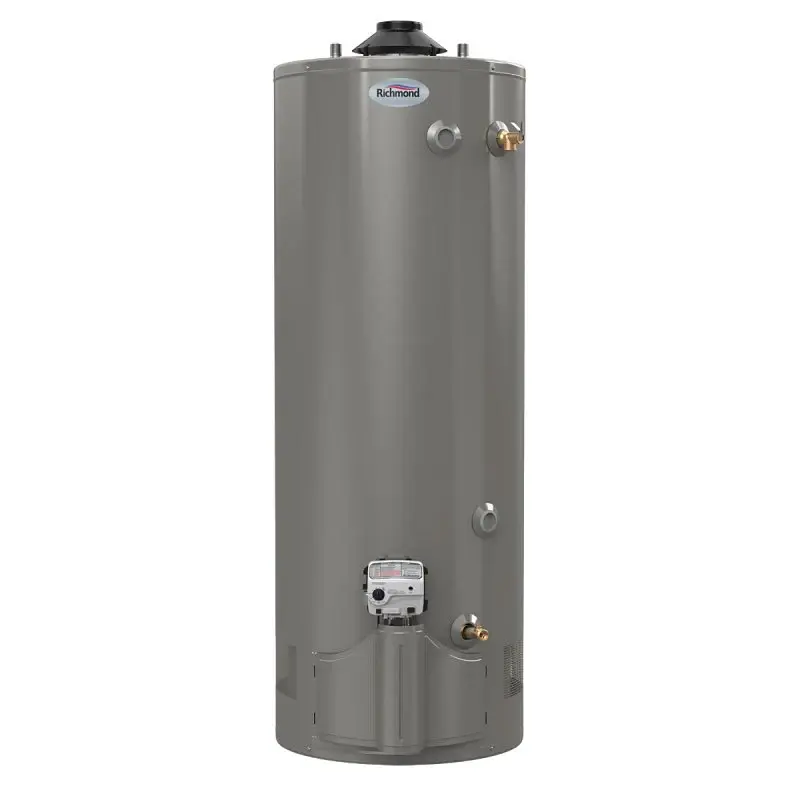 Richmond Essential Series 6G50-38F3 Gas Water Heater, Natural Gas, 50 gal Tank, 85 gph, 38000 Btu/hr BTU, Dark Cozy Gray
