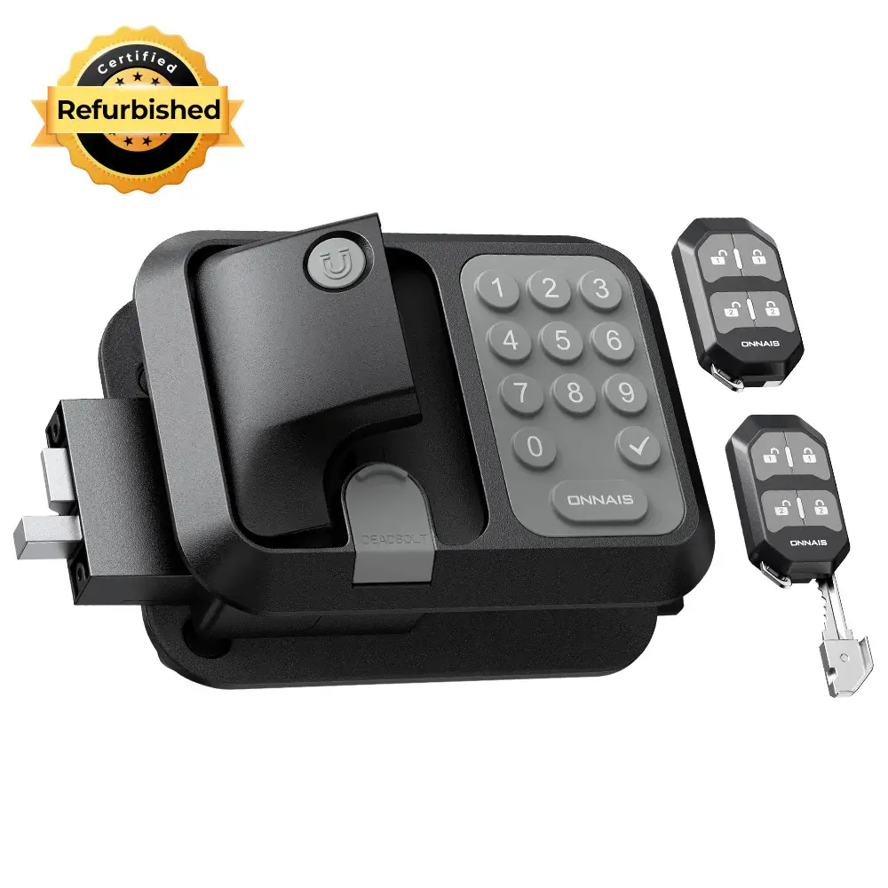 Refurbished - ONNAIS Guard Pro RV Door Lock Keyless Entry Moisture-proof, 2 Fobs, 1 Control 2 Doors