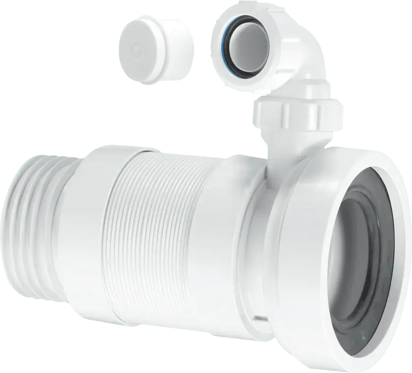 McAlpine WC-F23SV 97-107mm Inlet x 3½"/90mm Outlet Straight Flexible WC Connector 1¼ Versatile Vent Boss.