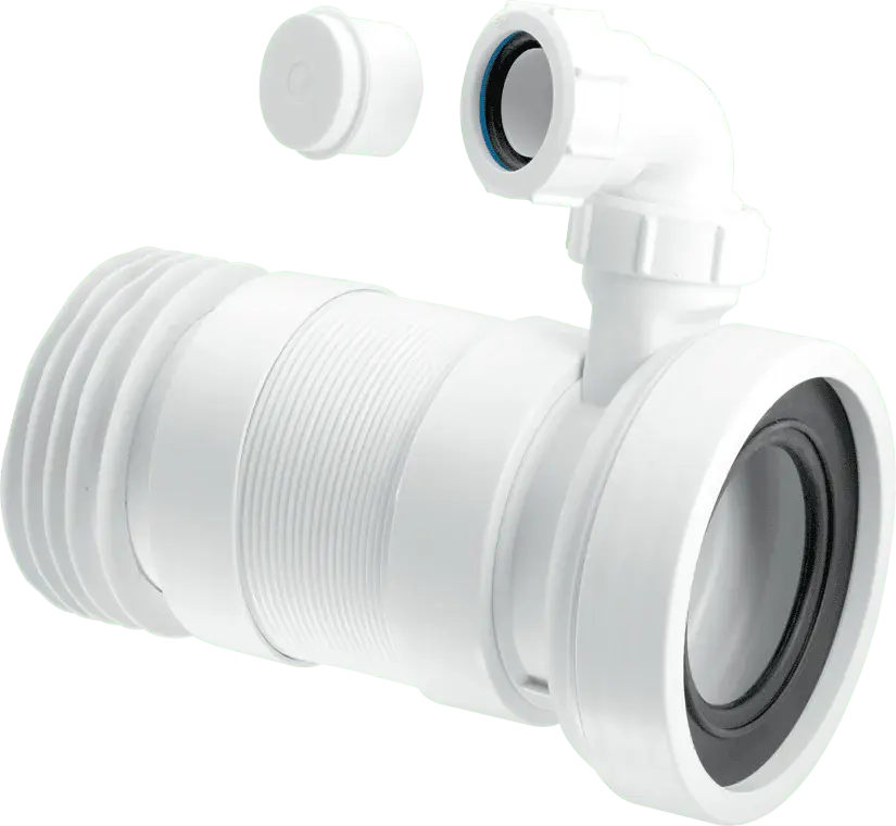 McAlpine WC-F26RV 97-107mm Inlet x 4"/110mm Outlet Pliable WC Connector 1¼ Universal Vent Boss.