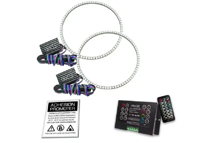 2007-17 Jeep Wrangler JK Oracle LED Surface Secure Headlight Halo Kit - ColorSHIFT 2.0