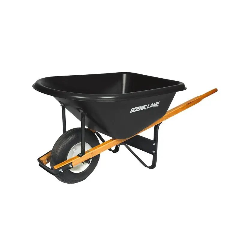 Scenic Road Scenic Lane Series G6-1R-KIT Wheelbarrow Kit, 6 cu-ft Volume, Polyethylene/Steel, 1-Wheel, Ribbed Wheel