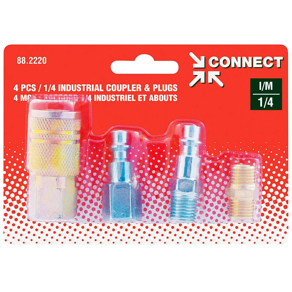 Heavy Duty 1/4 Industrial Kit Union, Warm alloy Quick Coupler and 2 Coupler Plugs, 1/4 (F) NPT (4 Pieces)