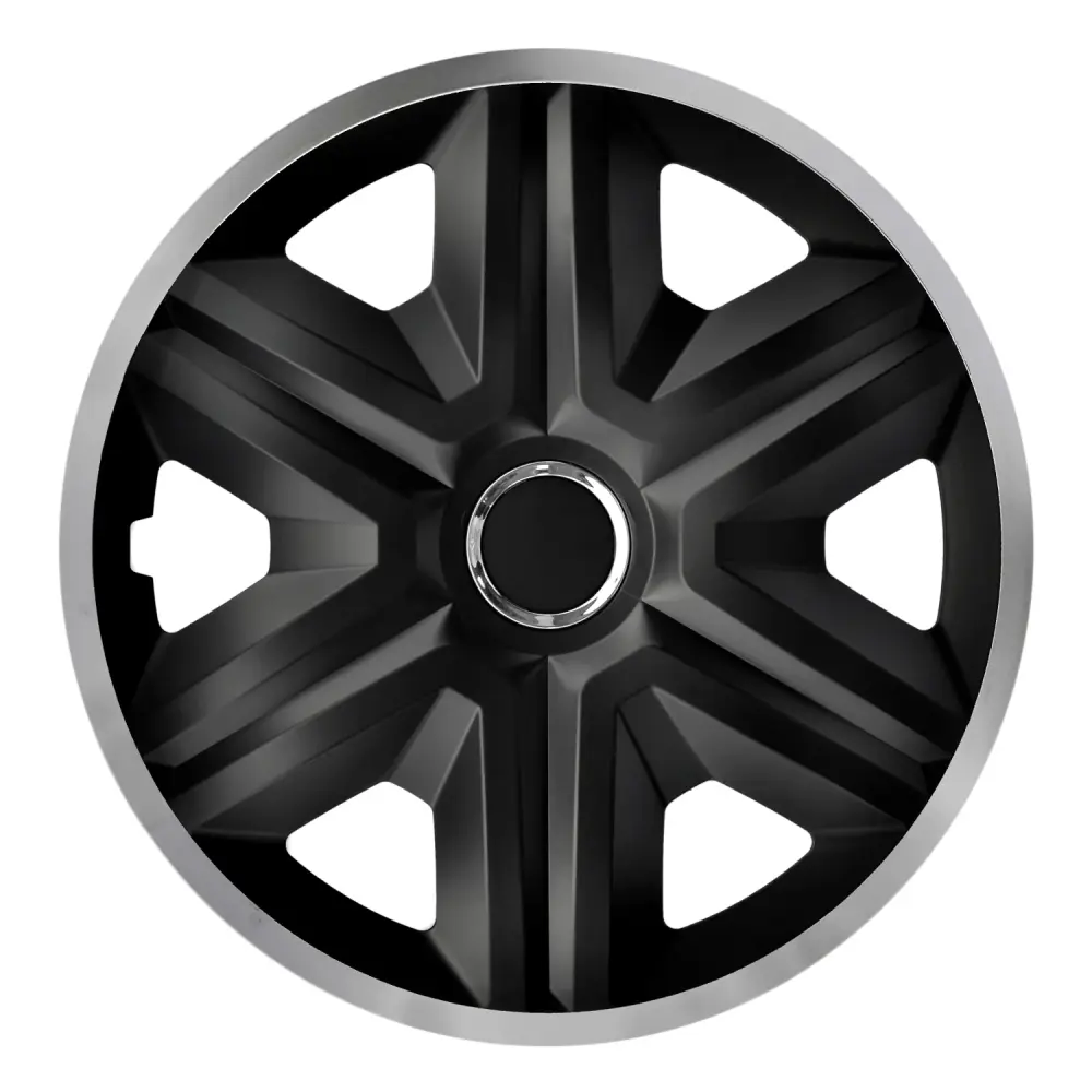 NRM 14" Wheel Covers Versatile Hubcaps Easy Assembly 4 PCS Black Silver Heavy Duty