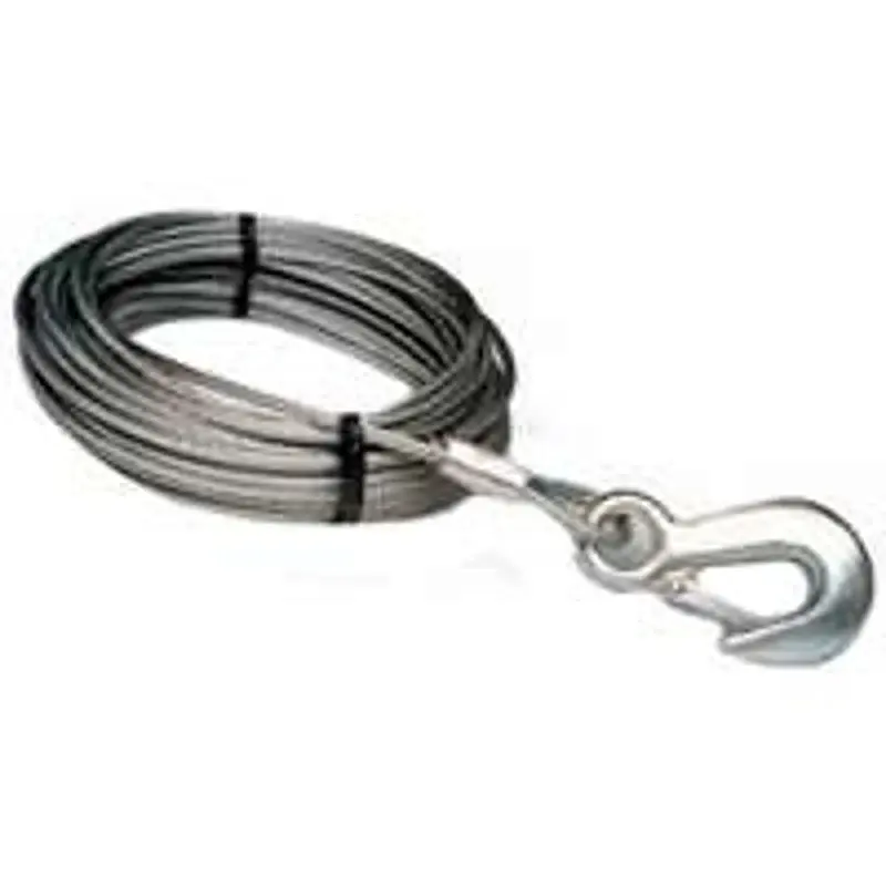 Baron 59401 Winch Cable, 7/32 Dia, 50 ft L, Hook End, Galvanized Chromed