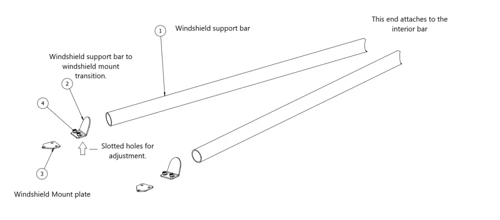TOMS OFFROAD Weld Top Windshield Support Interior Bar Snatch Block