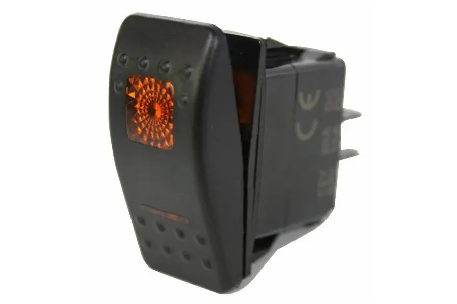 Bulldog Winch Rocker Switch-ON/OFF 5-Pin - Peach (Amber)