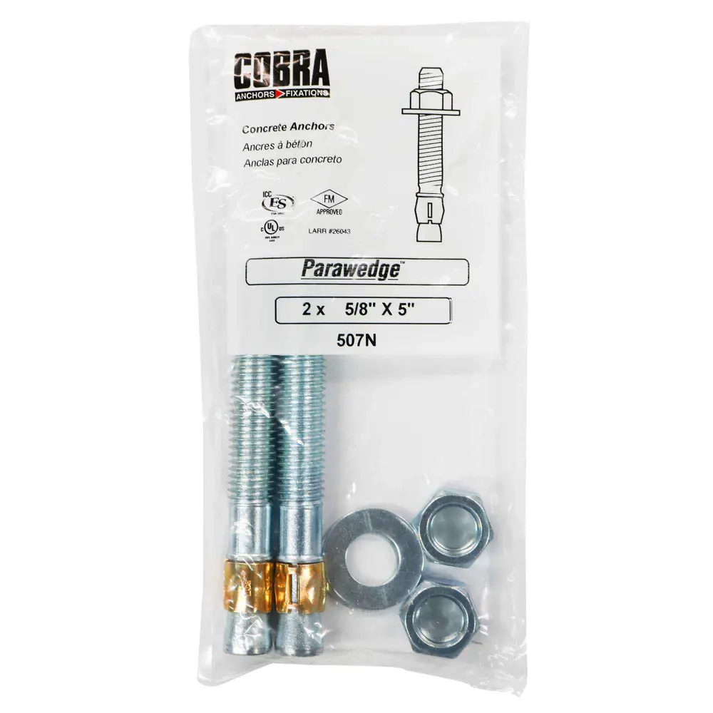 Parawedge Spelter Plated Concrete Anchor 5/8" x 5", 2 Units