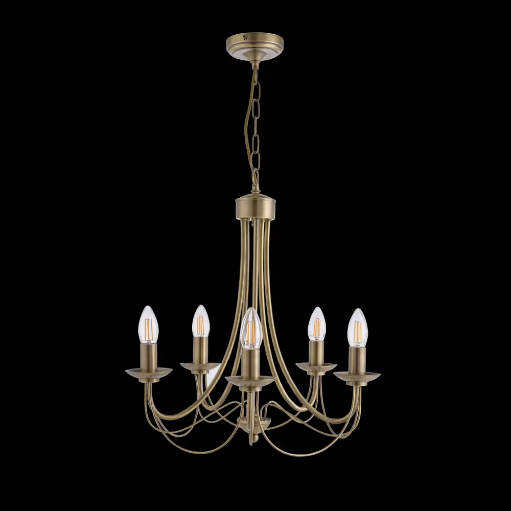 Tilney 5 Portable Candle Chandelier Antique Brass