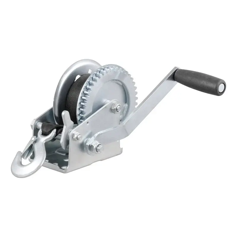 Curt 29435 Hand Crank Winch 15 ft Strap, Electric, 1400 lb, Alloy