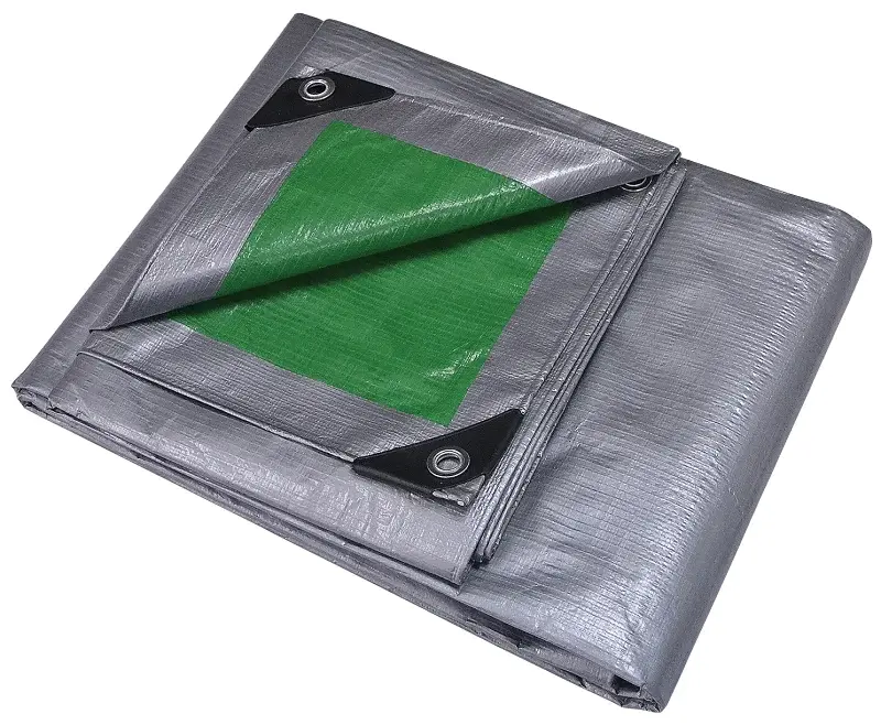 ProSource T1824GS140 Heavy-Duty Tarp, 24 ft L, 18 ft W, 8 mil Plush, Polyethylene, Green/Silver