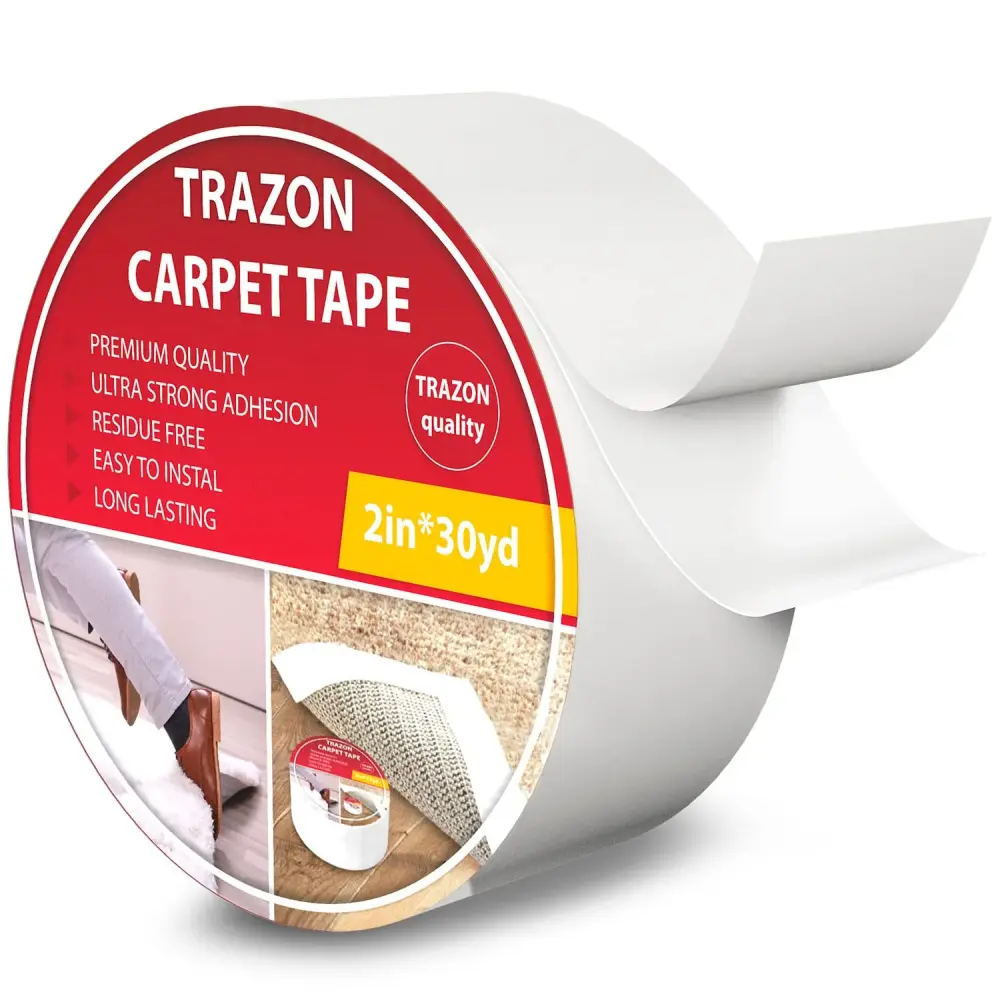 Trazon Carpet Tape Twofold Sided - Rug Tape Grippers Hardwood Floors and Area Rugs - Carpet Binding Tape Strong Adhesive a...