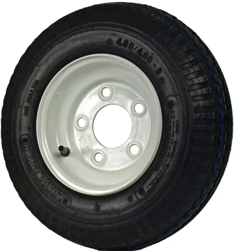MARTIN Wheel DM408B-5I Trailer Tire Assembly, 480-8 Tire, 21 Dia Tire, K371 Tread, Rubberized Tire