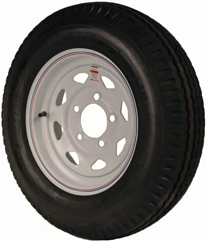 MARTIN Wheel DM452C-5I Trailer Tire, 1045 lb Withstand, 4-1/2 Dia Bolt Circle, Rubberized