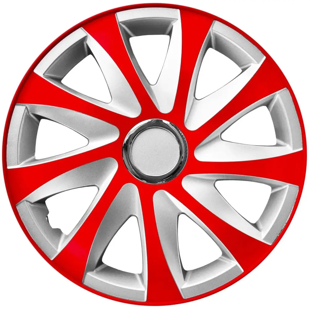 Hubcaps 14'' NRM ADDITIONAL DRIFT RED SILVER red-silver 4 pieces