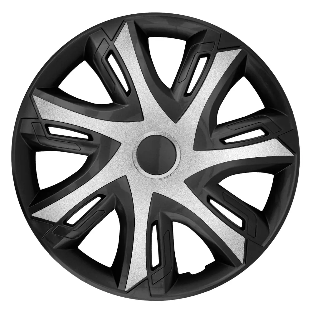 N-Power Wheel Covers Steel Rms Bi-color Hubcaps Set 4 Car KFZ Vehicle ABS plastic Silver Black, 14"