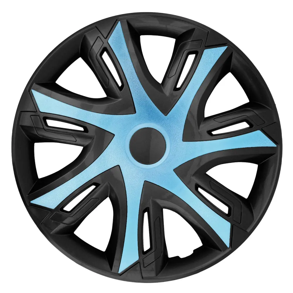 N-Power Wheel Covers Steel Rms Two-tone Hubcaps Place 4 Car KFZ Vehicle ABS plastic Azur Black, 16"