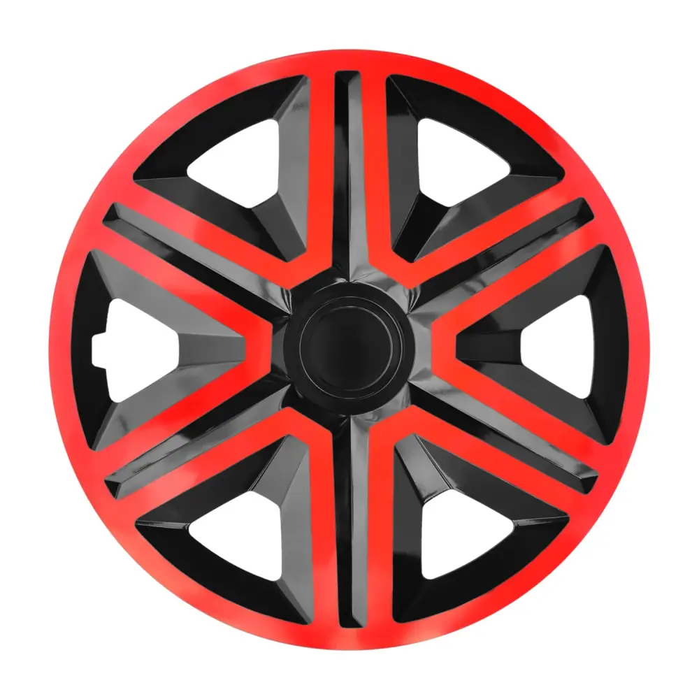 NRM Doublecolour Black-Red 16'' Hub Caps Set 4 - Black & Cherry - Direct Fit