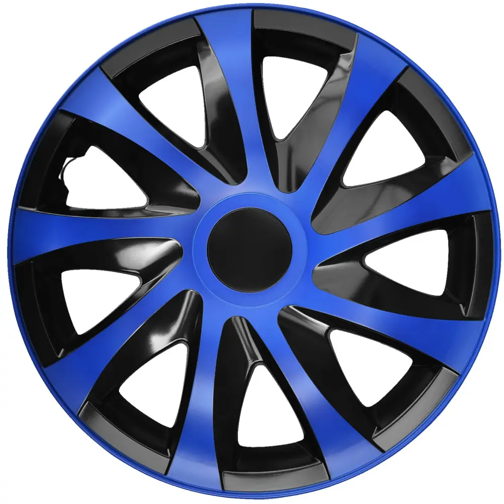 NRM Draco Black-Blue 15" Hubcaps 4pcs Weather Impact Resistant Set 4 Reinforced Trim Rings
