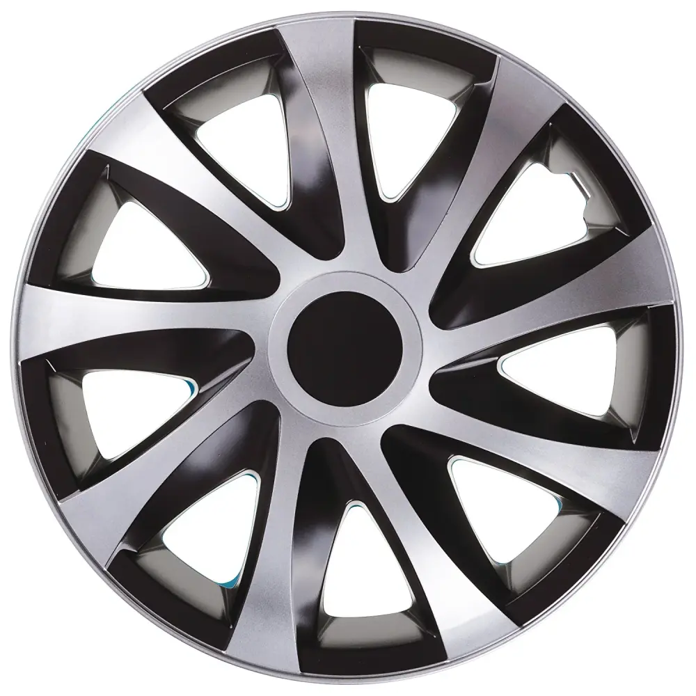 NRM Draco CS Black-Silver 16" Hubcaps - Adjust 4 - High Quality, Impact Resistant
