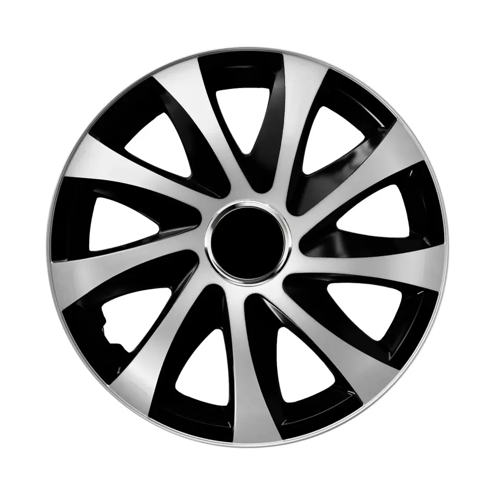 NRM Extra Drift Silver Midnight 13" Hub Caps, silver-black - 4 pcs