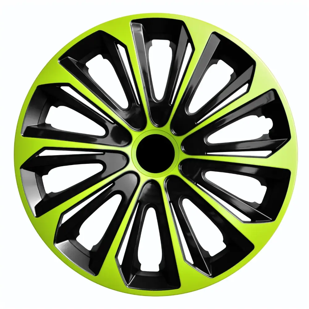 NRM Resilient Duo Hubcaps 14" Wheel Covers Set 4PCS ABS Green & Black Universal 14 Weather Resistant