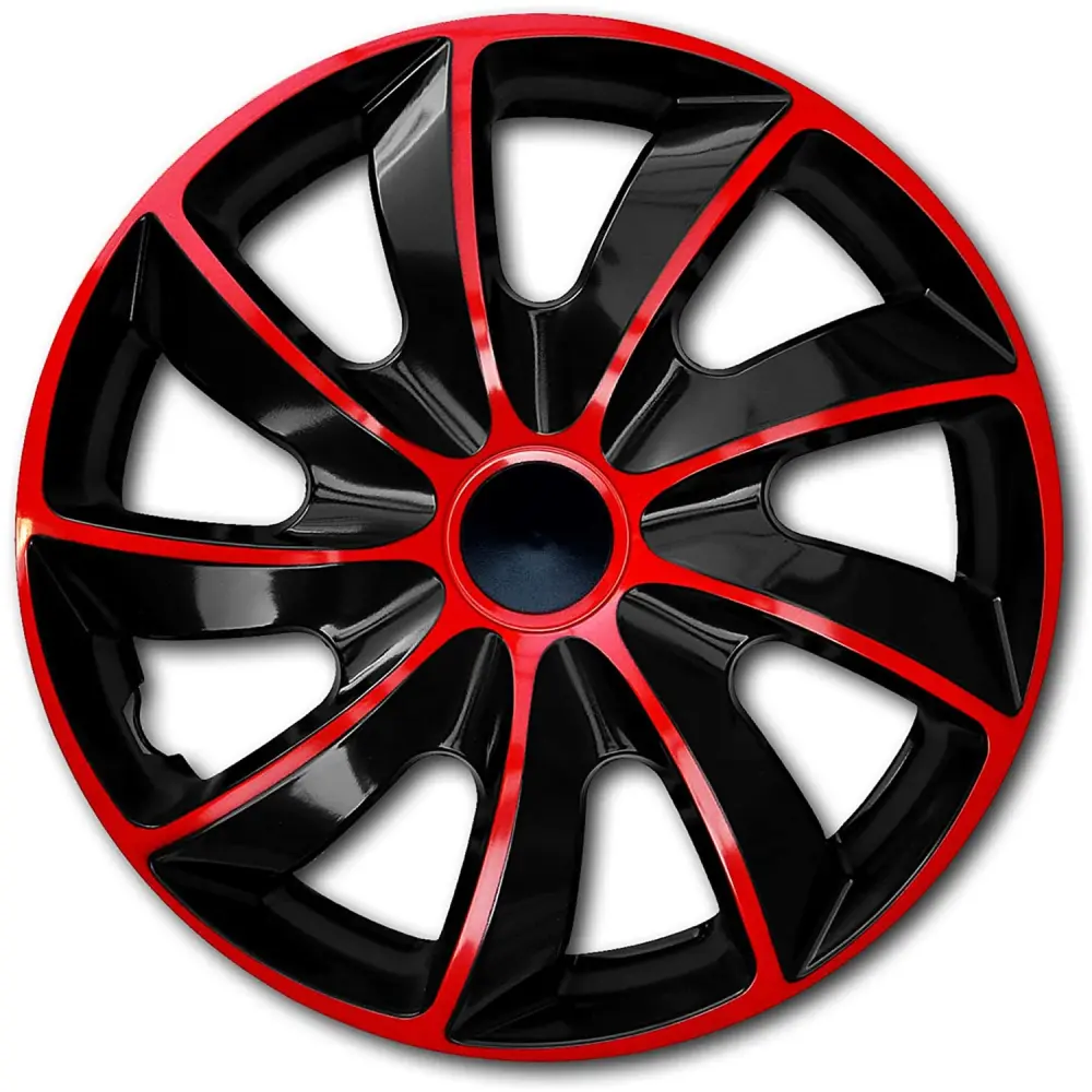 Set hubcaps 15" QUAD red and jet-black 4 pieces
