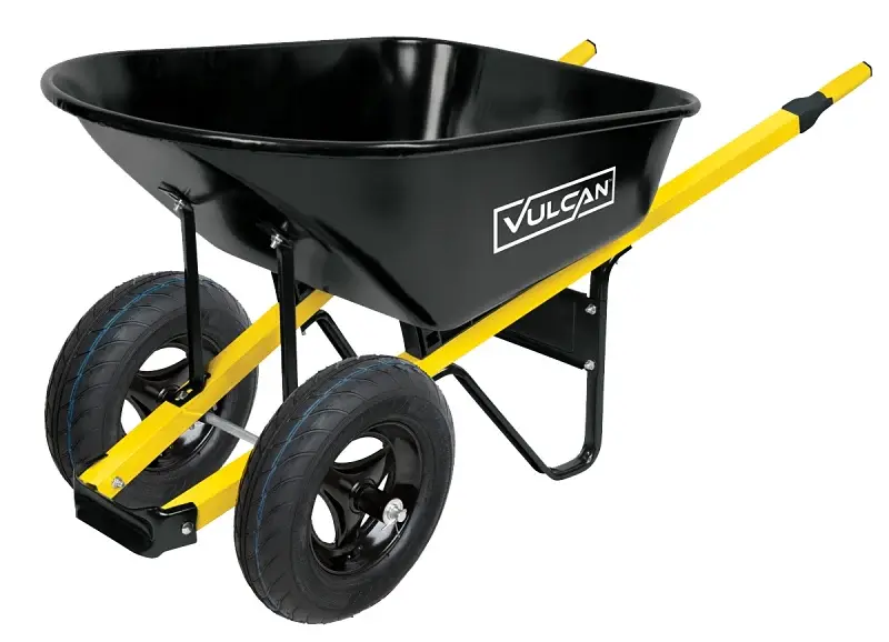 Vulcan 34885 Wheelbarrow, 6 cu-ft Volume, Alloy Tray, 2-Wheel, Pneumatic Wheel, 16 Wheel, Cushion-Grip Handle