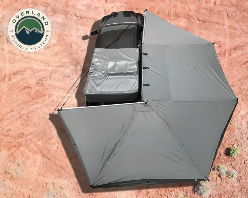 Overland Vehicle Systems Nomadic 270-Degree Awning - Shadowy Gray w/Black Transit Cover, Passenger Side