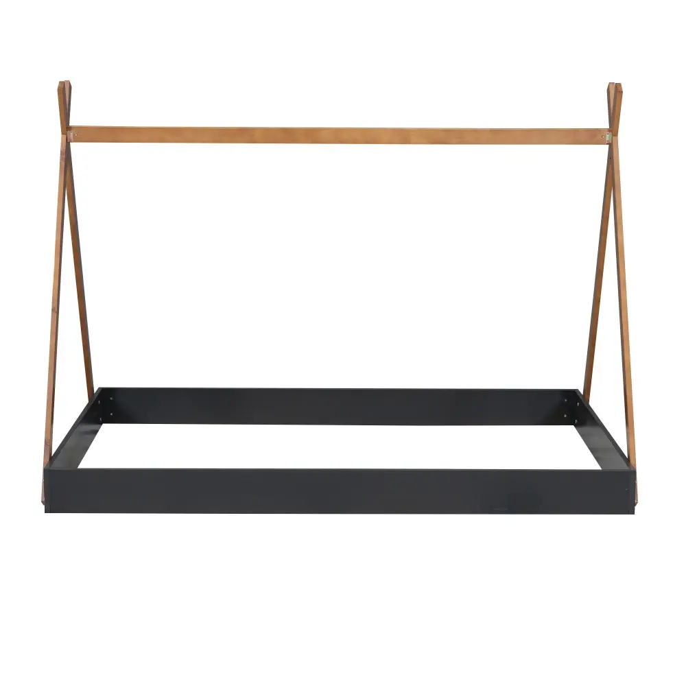 Premium Weather-Resistant Full Size Tent Floor Bed Triangle Structure, Low Profile Design - Jet-black / Brown
