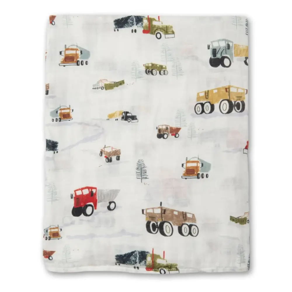 Bamboo Muslin Swaddle Blanket - Trucks