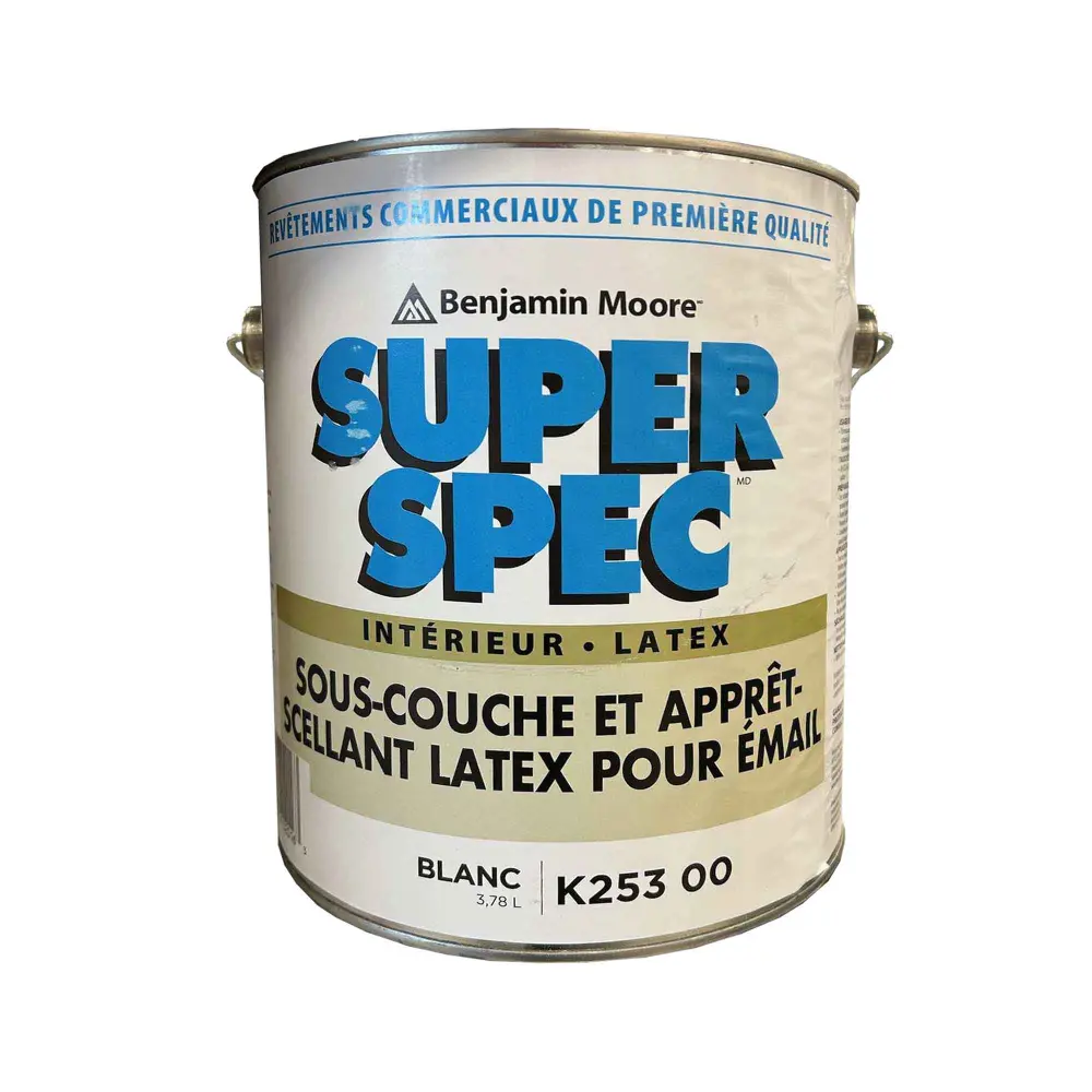 Super Spec Interior Enamel Rubberized Undercoat and Primer White, 3.78 L