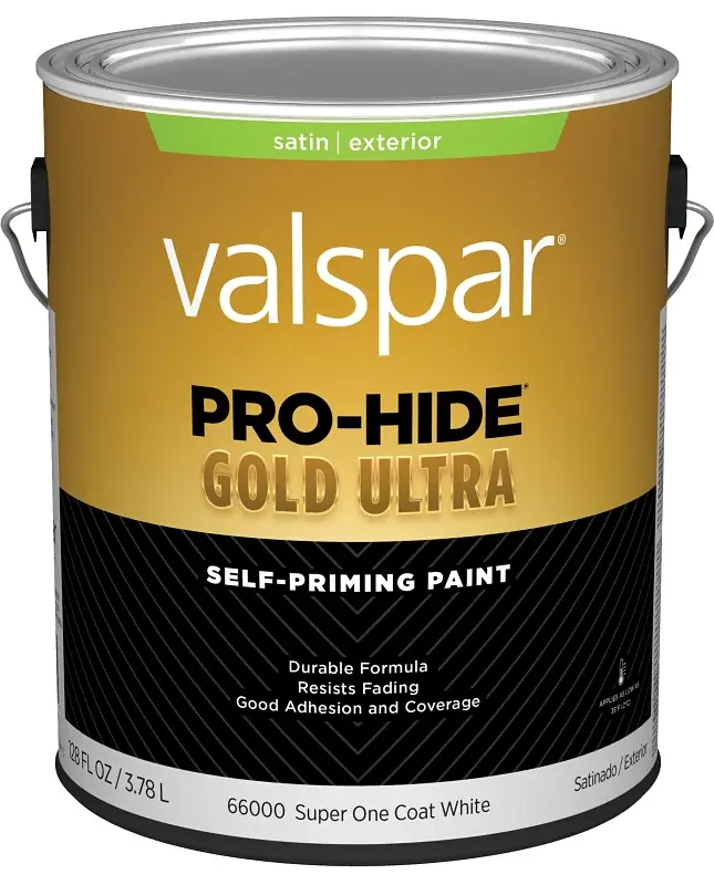 Valspar Pro-Hide Gold Ultra 6600 028.0066000.007 Rubberized Paint, Acrylic Base, Satin Sheen, Super One Coat White, 1 gal