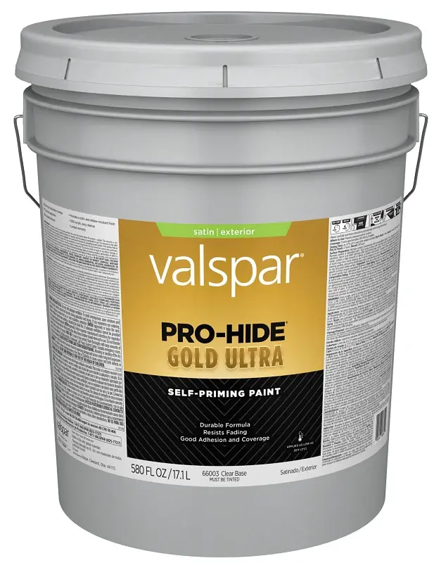 Valspar Pro-Hide Gold Ultra 6600 028.0066003.008 Latex Paint, Acrylic Base, Satin Sheen, Distinct Base, 5 gal