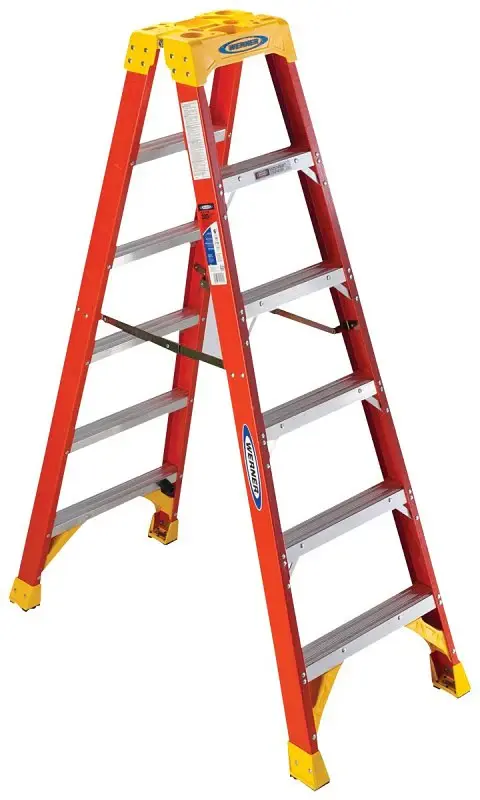 Werner T6200 Series T6206 Twin Ladder, 6 ft H, Type IA Duty Rating, Grp, 300 lb, 5-Step, 10 ft Max Reach