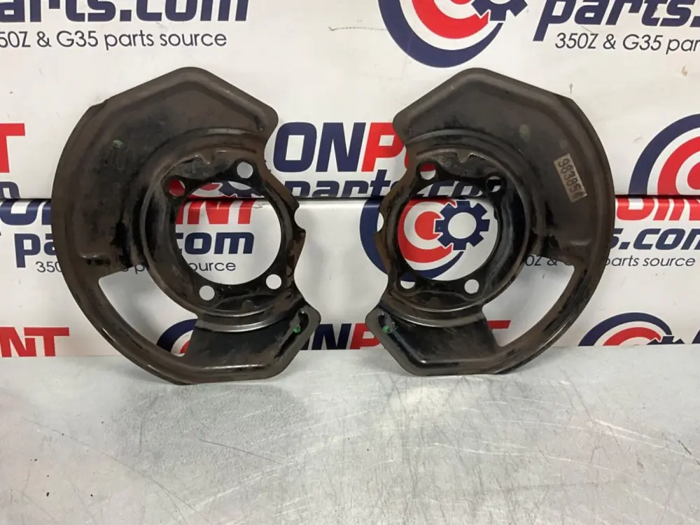 2005 Nissan Z33 350Z Front Brembo Brake Dust Shield Baffle Plates OEM 24BHQEG