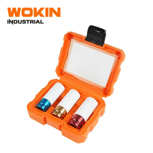 Wokin 3 Piece 1/2 Inch Color Coded Impact Socket Adjust Wheel Lugs